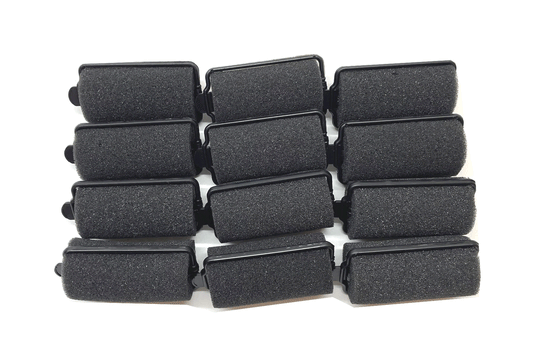 Medium Black Foam Sponge Hair Rollers 12PC