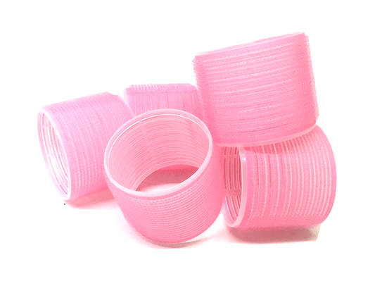 6 Pack Super Jumbo Self Grip Hair Rollers Pro Salon Hairdressing - Big Curlers Create Volume For Long Hair (Pink)